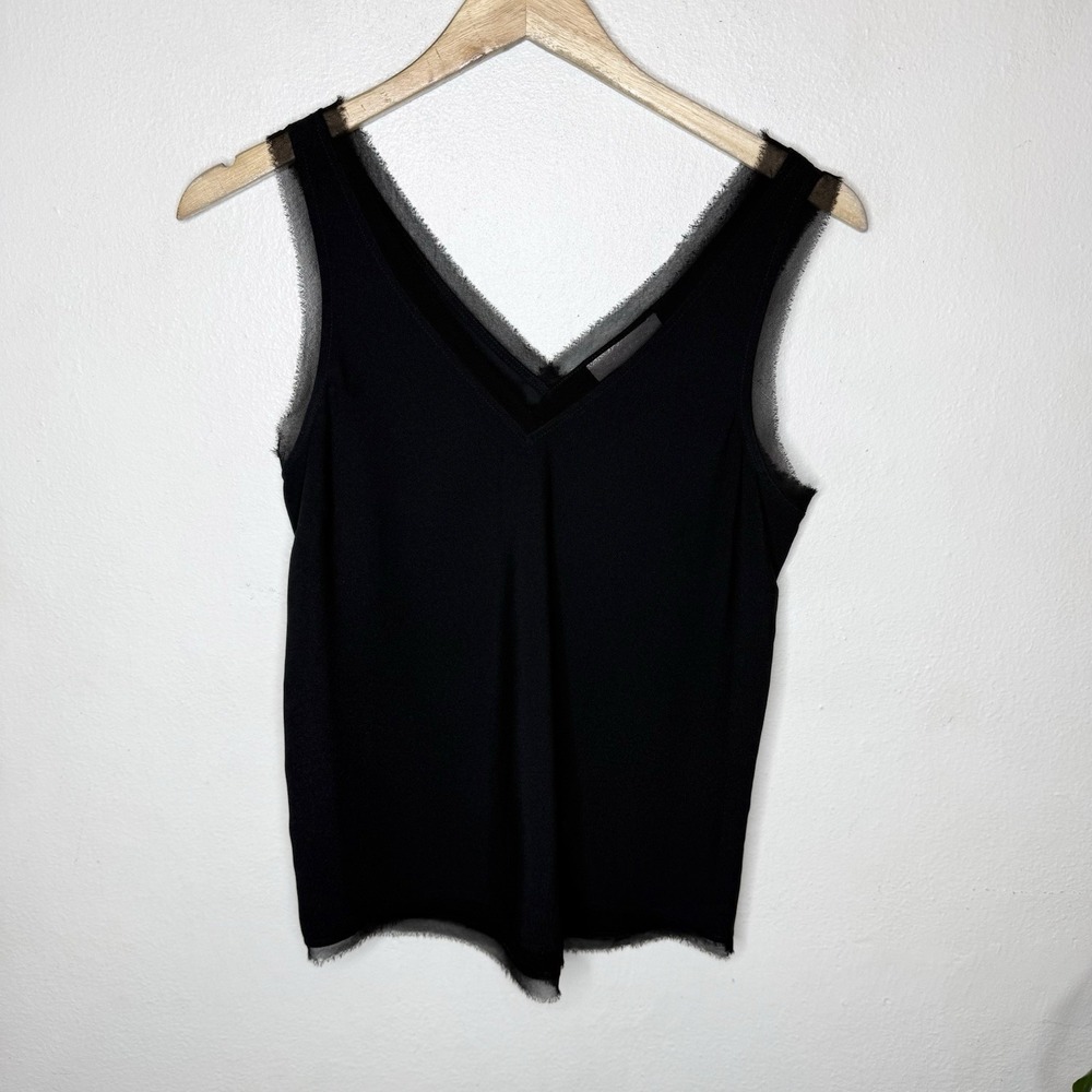 Chelsea 28 Black‎ Sleeveless Tank Top Blouse Sheer Trim Womens XS Whimsygoth